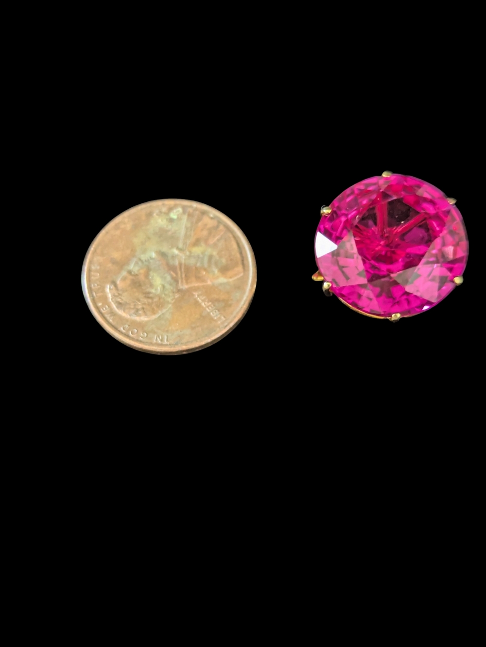 Pink Round Cut Ruby Cocktail 14k Gold Ring S.6.5 - Picture 13 of 14